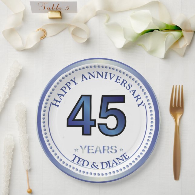 Assiettes En Carton Sapphire 45e anniversaire Plaque papier (Mariage)