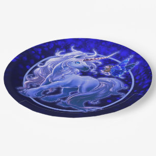 Assiettes En Carton Sapphire Sparkle Blue Unicorn