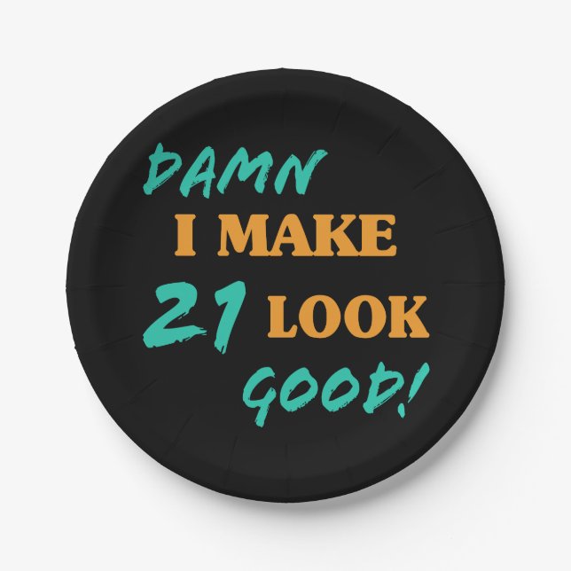 Assiettes En Carton Sarcastique 21e anniversaire Attitude (Devant)