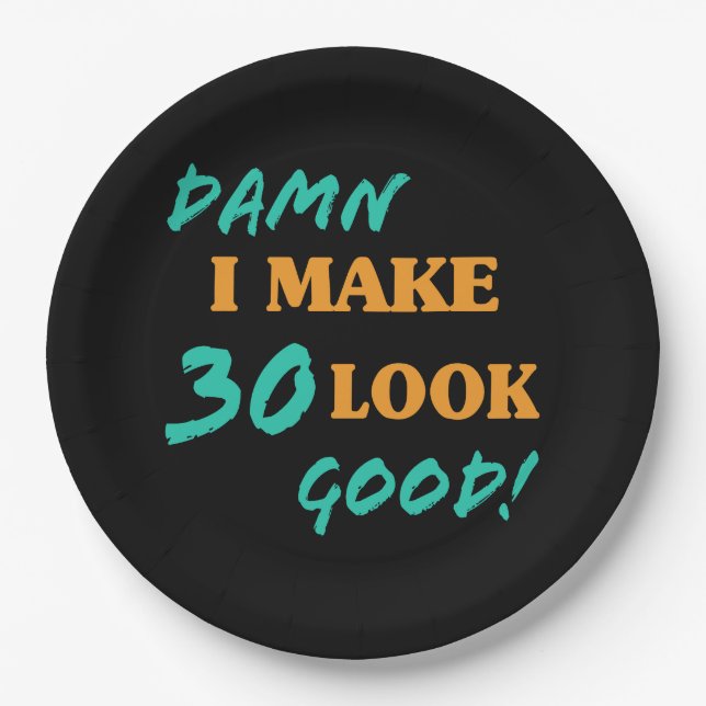 Assiettes En Carton Sarcastique 30e anniversaire Attitude (Devant)