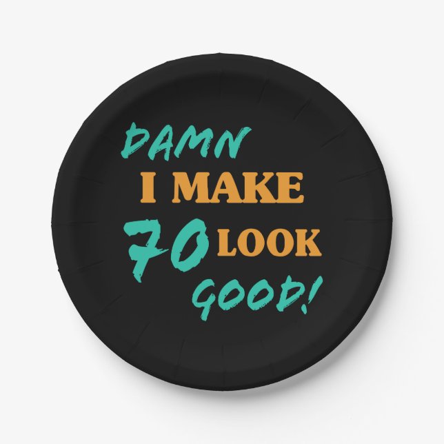 Assiettes En Carton Sarcastique 70e anniversaire Attitude (Devant)