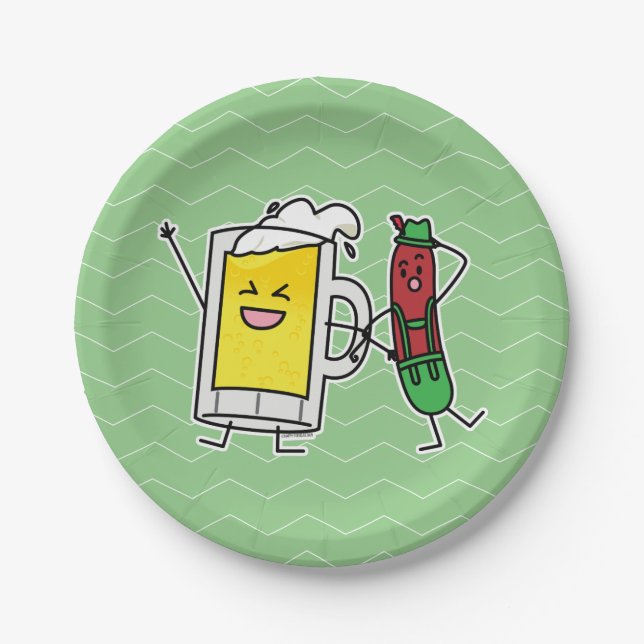 Assiettes En Carton Saucisse de bière Octoberfest Oktoberfest lederhos (Devant)