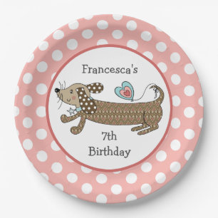 Assiettes En Carton Saucisse personnalisée Chien Dachshund Party