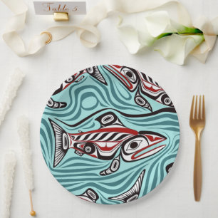 Assiettes En Carton Saumon Haida Art Spirit Pacific Northwest Native