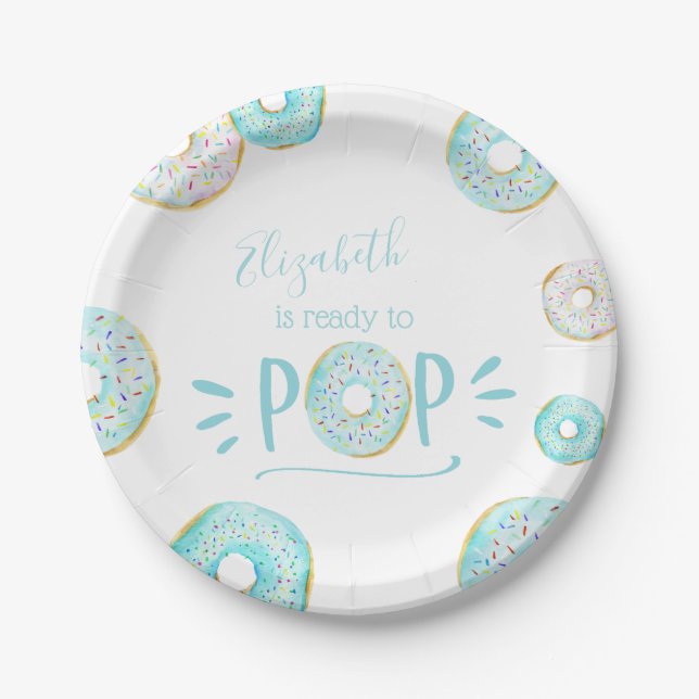 Assiettes En Carton Saupoudrer Bleu Donut (Devant)