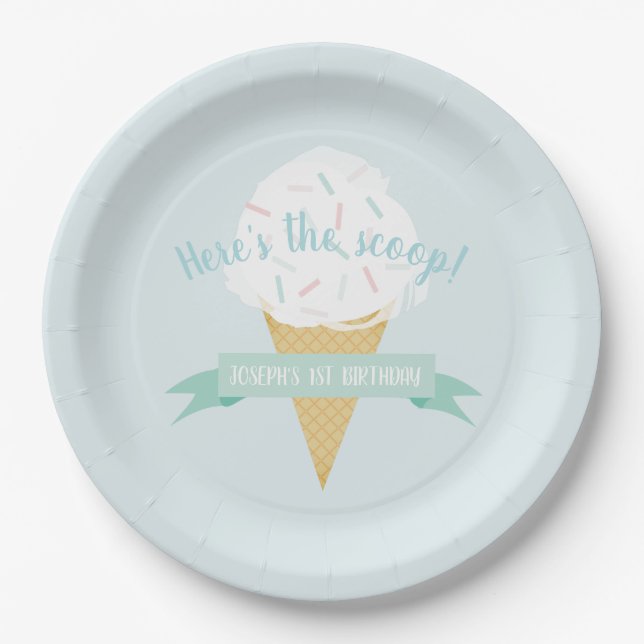 Assiettes En Carton Saupoudrer la crème glacée Voici l'anniversaire de (Devant)