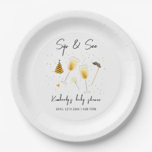 Assiettes En Carton Saupoudrer Sip et voir Baby shower de verre de Cha