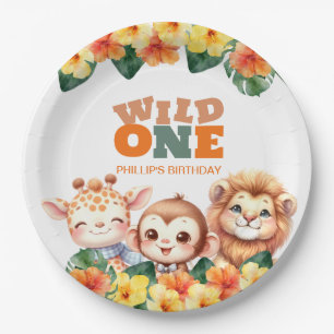 Assiettes En Carton Sauvage 1er Anniversaire Safari Lion Girafe Singe