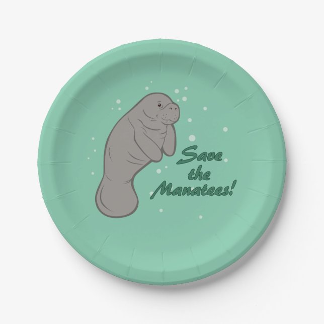 Assiettes En Carton Sauvez les lamantins ! (Devant)