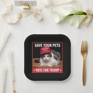 Assiettes En Carton Sauvez Vos Animaux Votez Trump Élection US Citatio