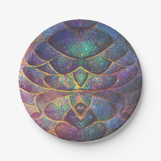 Assiettes En Carton Scales de dragons Abstraits de Whimsical Cool Frac (Devant)