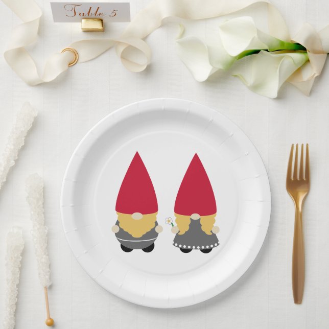 Assiettes En Carton Scandinave Nisse Tomte Gnome (Mariage)