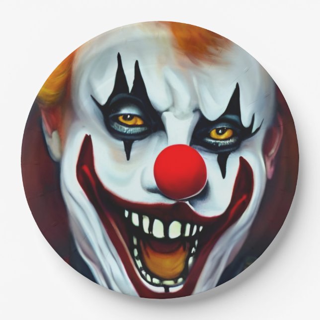 Assiettes En Carton Scary Clown Paper Plates (Devant)