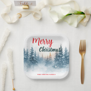 Assiettes En Carton Scénario moderne Noël Xmas hiver pin sylvestre ava