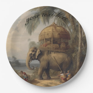 Assiettes En Carton Scène botanique vintage éléphant personnalisable