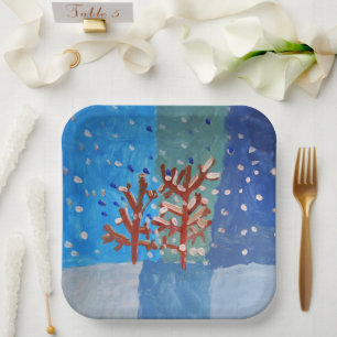Assiettes En Carton Scène d'hiver "Art by Kids"