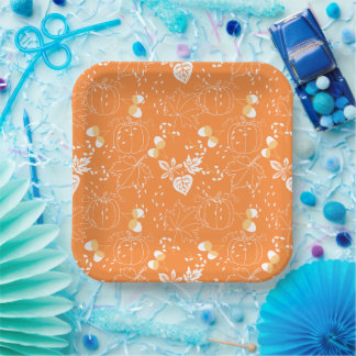 Assiettes En Carton Schéma de potiron et de potiron d'automne