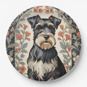 Assiettes En Carton Schnauzer Élégant Fleurs Inspirées de William Morr