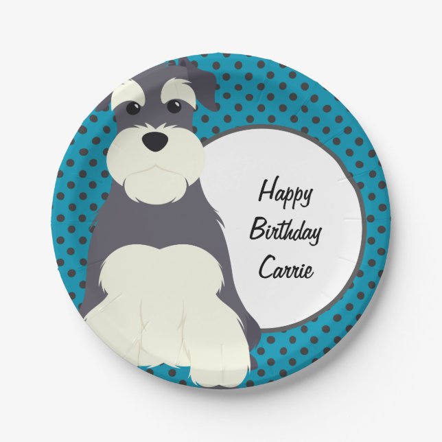 Assiettes En Carton Schnauzer et Pois personnalisés (Devant)