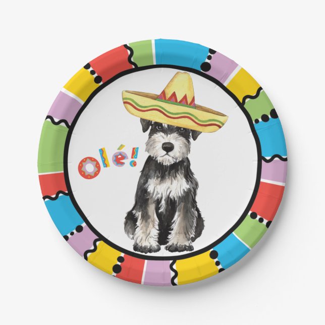 Assiettes En Carton Schnauzer miniature de fiesta (Devant)