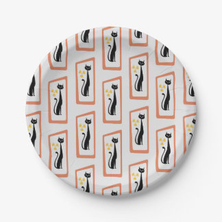 Assiettes En Carton Schrödinger's Cat Mid Century orange moderne