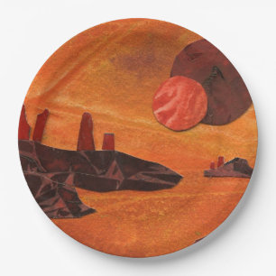 Assiettes En Carton Sci-Fi "Seas of Fire" doubles soleils, monde des m