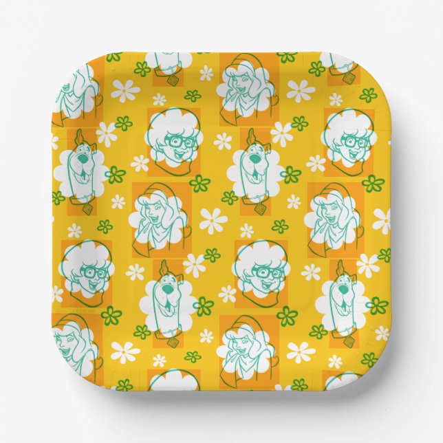 Assiettes En Carton Scooby-Doo | Modèle floral de caractère (Recto)