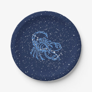 Assiettes En Carton Scorpio Constellation et signe Zodiaque avec étoi