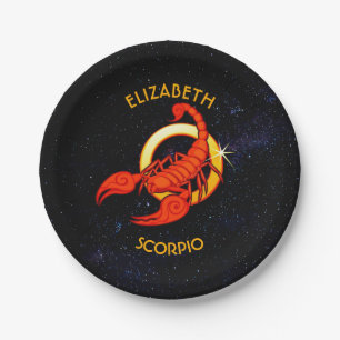 Assiettes En Carton Scorpio Zodiac Signal Anniversaire Avec Votre Nom 