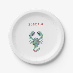 Assiettes En Carton Scorpion rose, zodiaque, signe du zodiaque