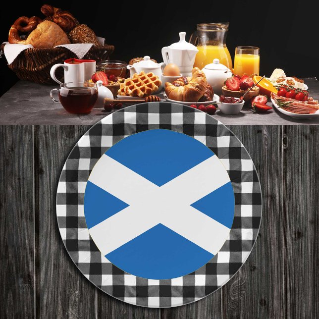 Assiettes En Carton Scotland Plate, buffalo plaid & Scotland Flag (Créateur téléchargé)