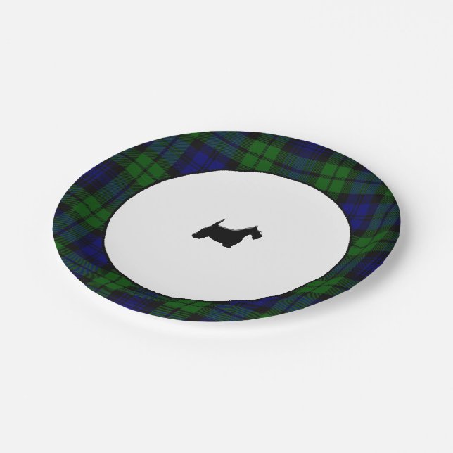 Assiettes En Carton Scottie de noir de plaid de Blackwatch (Angle)