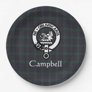 Assiettes En Carton Scottish Campbell Crest Badge & Tartan