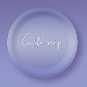 Assiettes En Carton Script cursif modifiable Violet blanc et violet