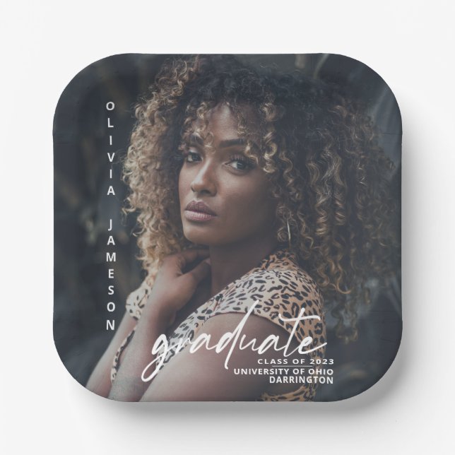 Assiettes En Carton Script manuscrit moderne | Photo (Recto)