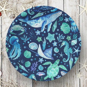 Assiettes En Carton Sea Life Party Aquarelle Blue Ocean Animaux