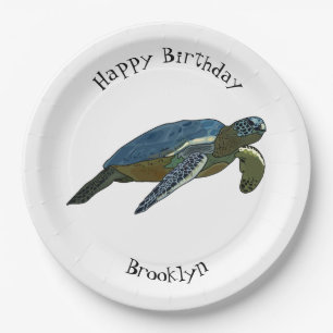Assiettes En Carton Sea turtle cartoon