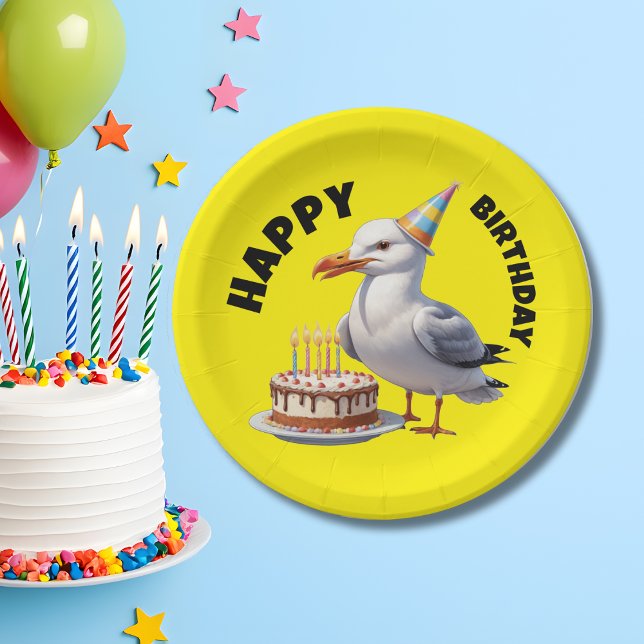 Assiettes En Carton Seagull portant anniversaire casquette (Créateur téléchargé)