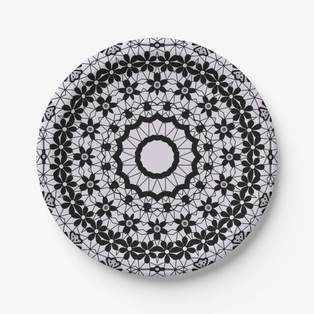 Assiettes En Carton Seamless black lace lacy retro ornamental romantic (Devant)