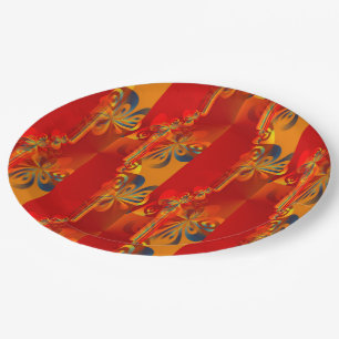 Assiettes En Carton Seamless Graphic Design - rouge orange I