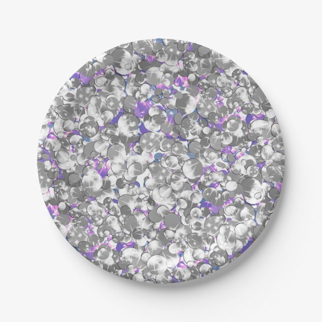 Assiettes En Carton Seamless violet purple silver glittery sparkles (Devant)