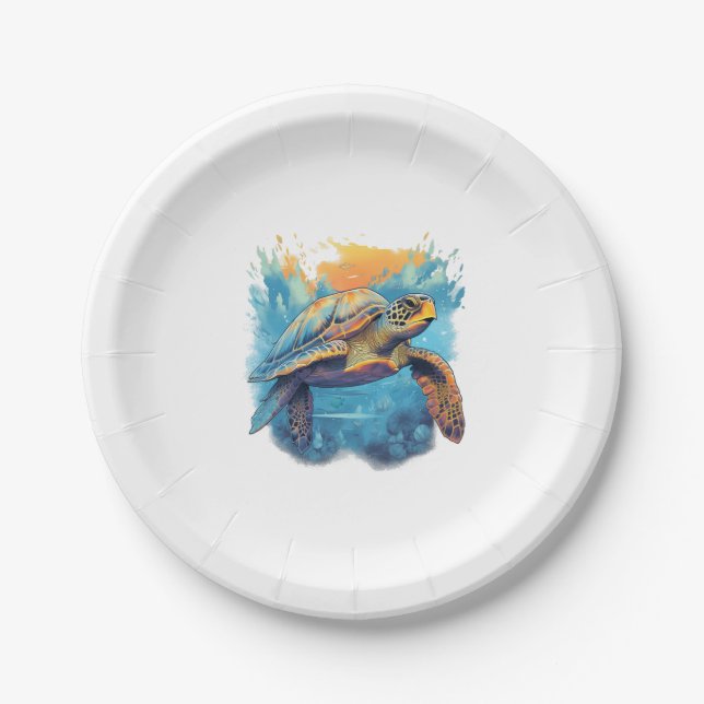 Assiettes En Carton Serene Underwater Turtle Copy (Devant)