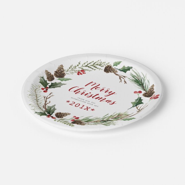 Assiettes En Carton Serre de Noël rustique (Angle)