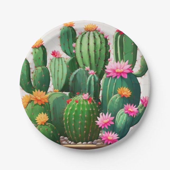 Assiettes En Carton serviettes de cactus (Devant)
