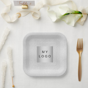 Assiettes En Carton Serviettes de logo Silver Business