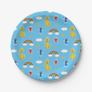 Assiettes En Carton Sesame Pals Rainbow Doodley Motif