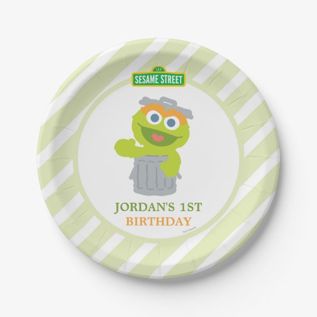 Assiettes En Carton Sesame Street Baby Oscar the Grouch Anniversaire (Devant)