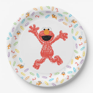 Assiettes En Carton Sesame Street Elmo   Anniversaire Crayon