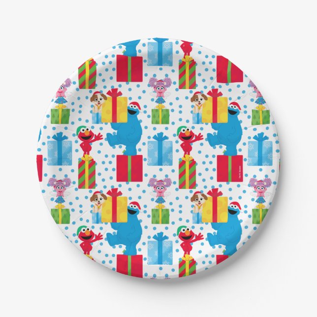 Assiettes En Carton Sesame Street Noël Présente Motif (Devant)