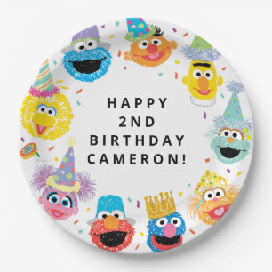 Assiettes En Carton Sesame Street Pals Confetti Anniversaire